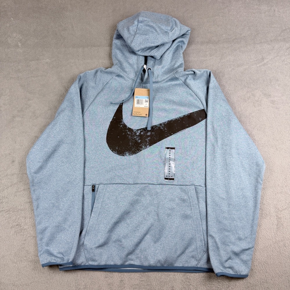 Nike Therma-FIT Pullover Hoodie Blue Heather Swoosh FZ1072-429 Medium NEW NWT